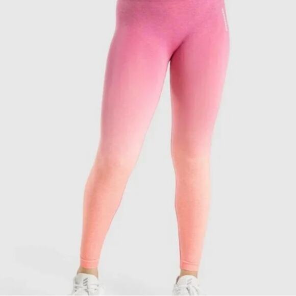 GYMSHARK Adapt Ombre Seamless Leggings.‎ Pink and Orange. Small - Picture 2 of 11